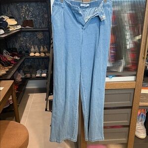 JustFab Sky Blue Wide Leg Jeans